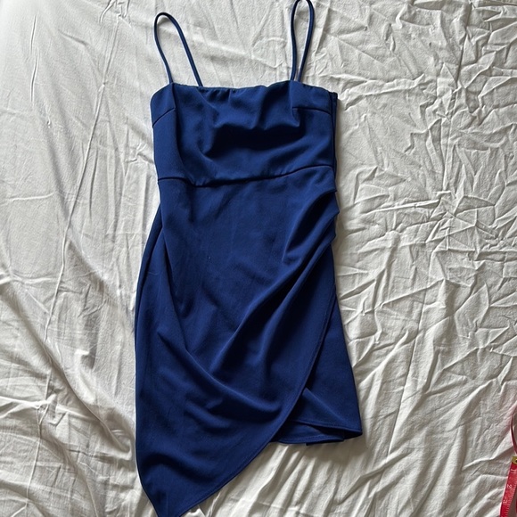 Blue Blush Royal Blue Mini Dress |Asymmetrical Hem | Party Perfect Size Large - Picture 1 of 6